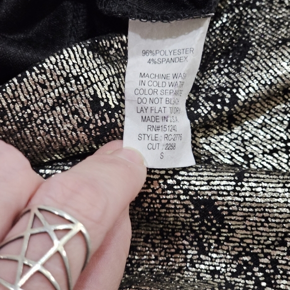 Rolla Coster ✦ Metallic Fit & Flare Mini ✦ Black w/ Gold Shimmer & Cutout Back S - Picture 12 of 17